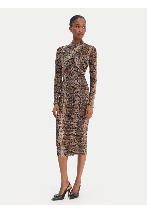 BARDOT - Bardot Sukienka koktajlowa Aliyah 56305DB4 Brązowy Slim Fit. Kolor: brązowy. Materiał: syntetyk. Styl: wizytowy