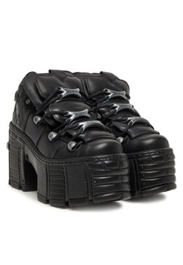 NEW ROCK Botki M-TM106-C2 Czarny. Kolor: czarny. Materiał: skóra. Styl: rockowy