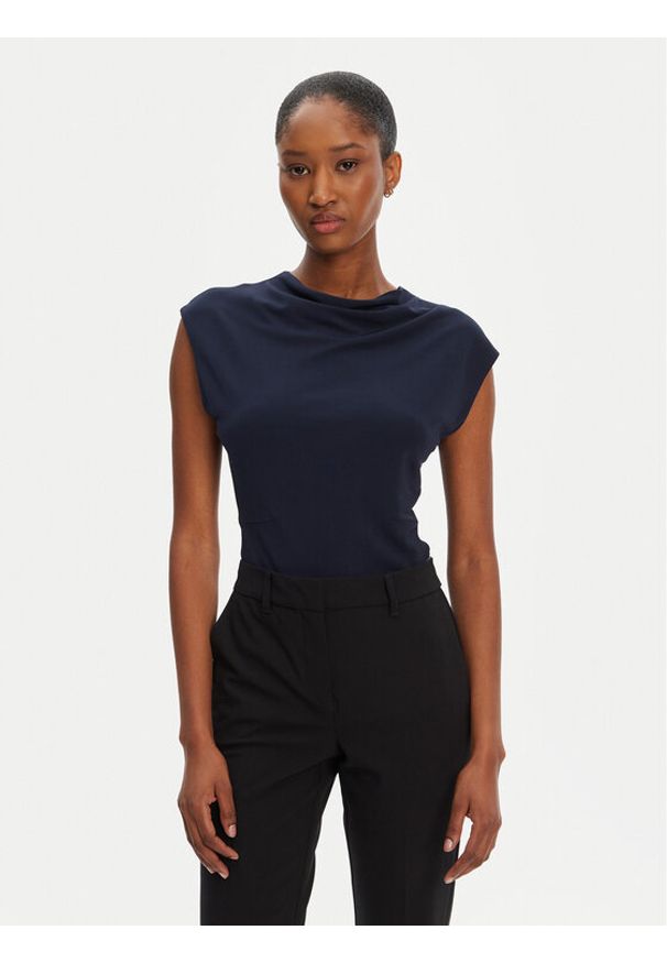 BOSS Bluzka Elamma 50541896 Granatowy Slim Fit. Kolor: niebieski. Materiał: wiskoza