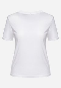 Born2be - Biały Gładki T-shirt z Krótkim Rękawem Elldora. Okazja: na co dzień. Kolor: biały. Materiał: jeans. Długość rękawa: krótki rękaw. Długość: krótkie. Wzór: gładki. Styl: casual, klasyczny, elegancki