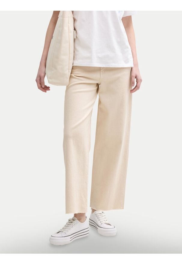 Tom Tailor Denim Jeansy 1045652 Beżowy Wide Leg. Kolor: beżowy
