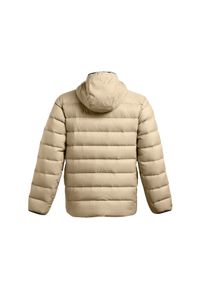 Kurtka puchowa z wypełnieniem naturalnym męska Under Armour Legend Down Hooded Jacket - beżowa. Kolor: beżowy. Materiał: puch. Sezon: zima