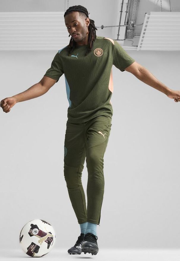 Puma - Męskie spodnie treningowe Manchester City PUMA Myrtle Bold Blue Green. Kolor: wielokolorowy, niebieski, zielony
