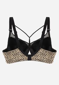 Born2be - Beżowo-Brązowy Biustonosz z Ozdobną Siateczką i Paseczkami przy Dekolcie Anesa. Kolor: beżowy #2