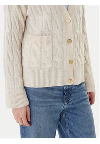 TOMMY HILFIGER - Tommy Hilfiger Kardigan WW0WW43089 Beżowy Regular Fit. Kolor: beżowy. Materiał: wełna #5