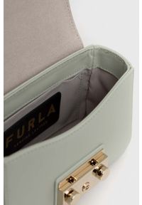 Furla torebka skórzana kolor zielony. Kolor: zielony. Materiał: skórzane #5