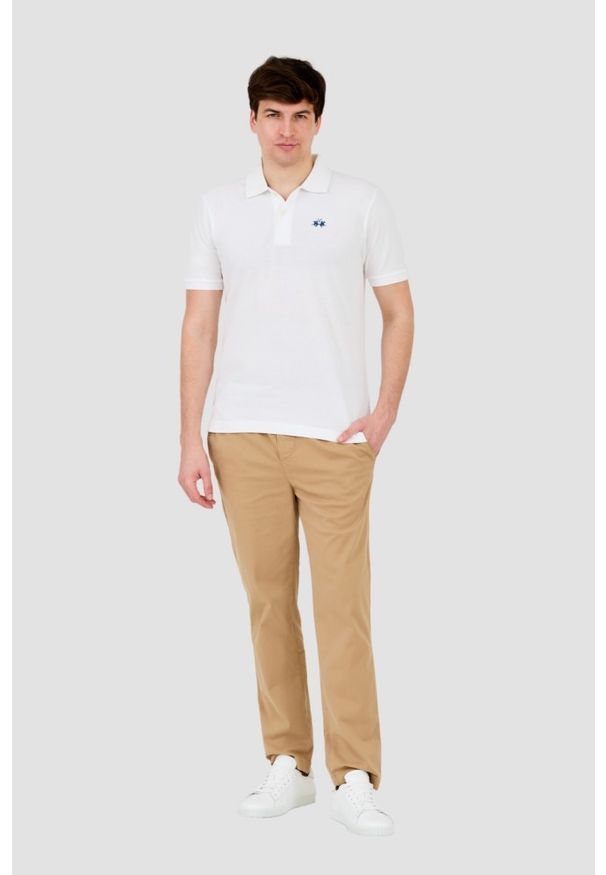 La Martina - LA MARTINA Białe męskie polo z małym logo, Rozmiar M. Typ kołnierza: polo. Kolor: biały