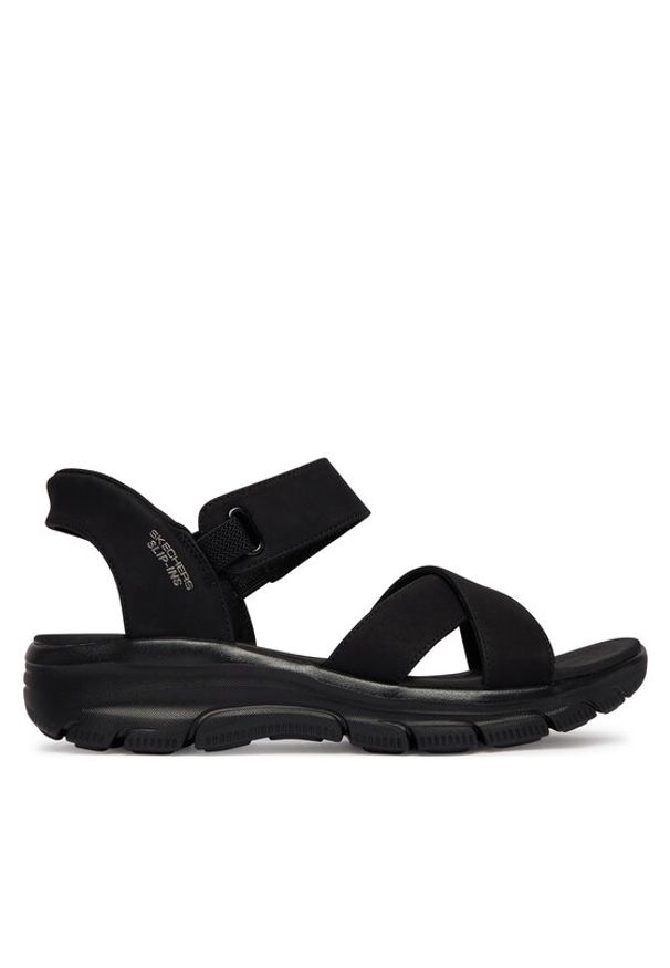 skechers - Skechers Sandały 163534/BBK Czarny. Kolor: czarny. Materiał: skóra