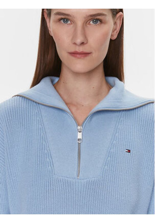 TOMMY HILFIGER - Tommy Hilfiger Sweter WW0WW42420 Niebieski Regular Fit. Kolor: niebieski. Materiał: bawełna