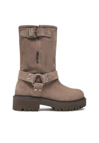 Tommy Jeans Botki Tjw Urban Biker Boot Suede EN0EN02729 Szary. Kolor: szary. Materiał: skóra, zamsz