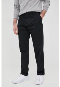 Sisley spodnie bawełniane męskie kolor czarny w fasonie chinos. Kolor: czarny. Materiał: bawełna