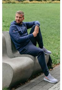 Męskie Spodnie Dresowe - Pako Jeans - Granatowe. Kolor: niebieski. Materiał: bawełna