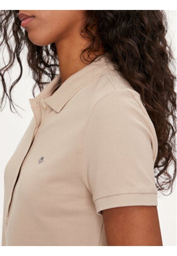 GANT - Gant Polo Shield 4200870 Beżowy Slim Fit. Typ kołnierza: polo. Kolor: beżowy. Materiał: bawełna