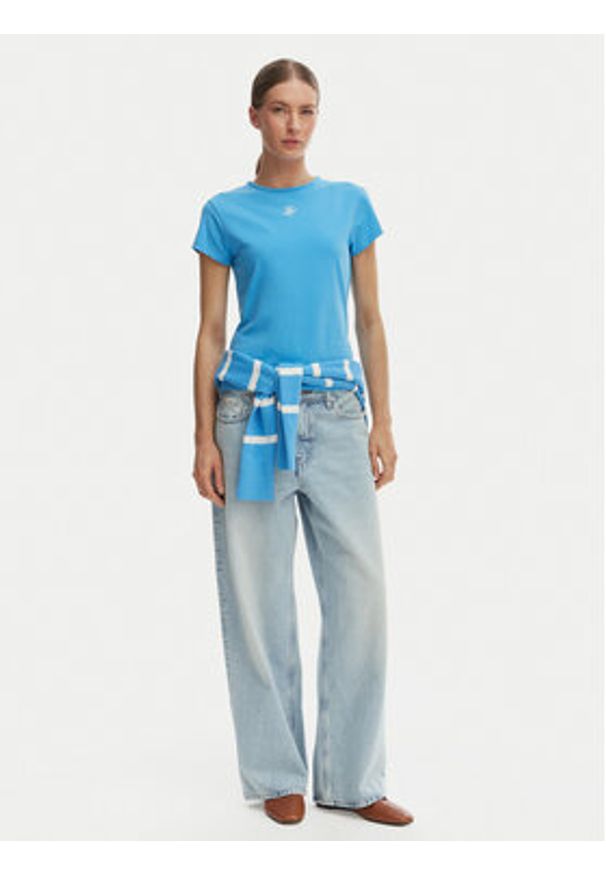 TOMMY HILFIGER - Tommy Hilfiger T-Shirt WW0WW48710 Niebieski Slim Fit. Kolor: niebieski. Materiał: bawełna