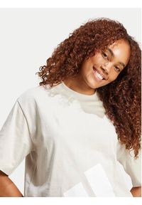Adidas - adidas T-Shirt Essentials Big Logo Boyfriend JG8729 Beżowy Loose Fit. Kolor: beżowy. Materiał: bawełna #4