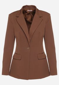 Born2be - Brązowa Taliowana Marynarka VICES z Usztywnionymi Ramionami Aravita. Okazja: na co dzień. Kolor: brązowy. Styl: klasyczny, casual, elegancki #6
