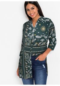 bonprix - Długa bluzka. Kolor: zielony. Długość: długie #1