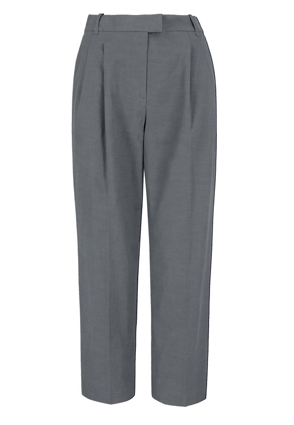 Volcano - Materiałowe spodnie casual R-TERA. Okazja: na co dzień. Kolor: szary. Materiał: materiał. Styl: casual