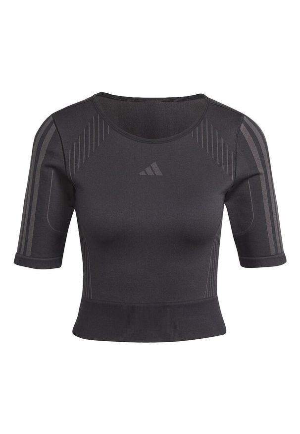 Adidas - Koszulka Aeroknit. Kolor: czarny, szary, wielokolorowy. Materiał: materiał. Sport: fitness
