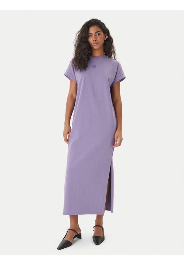 Hugo - HUGO Sukienka codzienna Nalle_B 50540389 Fioletowy Regular Fit. Okazja: na co dzień. Kolor: fioletowy. Materiał: bawełna. Typ sukienki: proste. Styl: casual