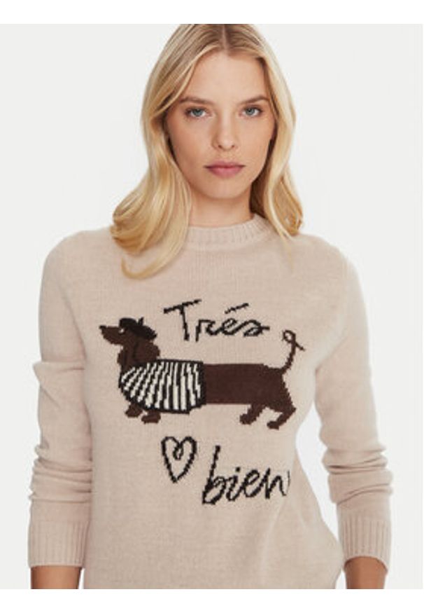 Weekend Max Mara Sweter Nitra 2525366292 Beżowy Regular Fit. Kolor: beżowy. Materiał: syntetyk