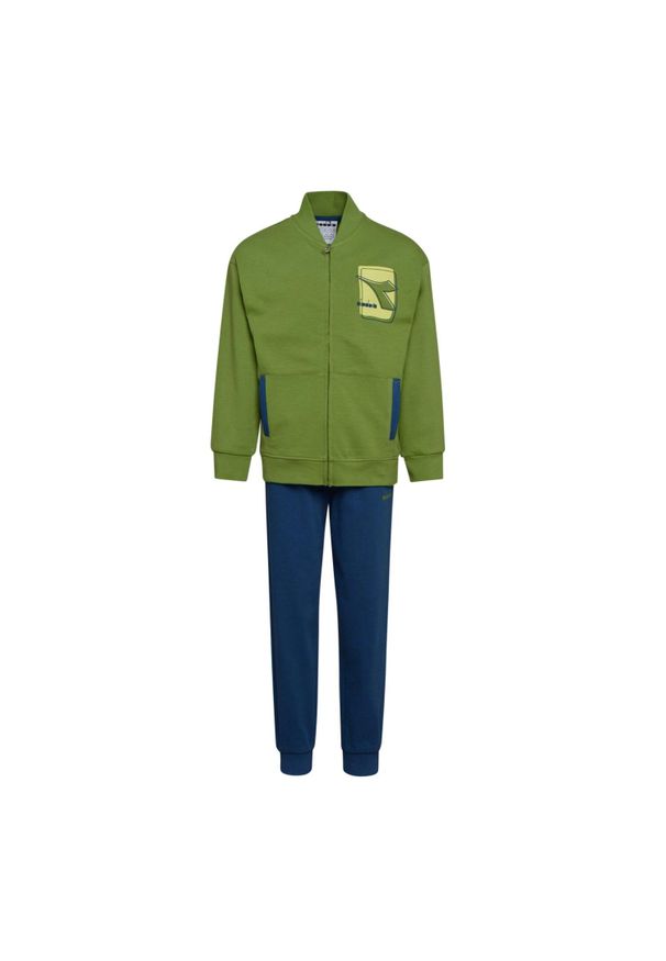 Diadora - Zestaw dresowy dziecięcy DIADORA JU. TRACKSUIT FZ ELEMENTS. Okazja: na uczelnię. Kolor: zielony. Materiał: dresówka