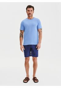 Pako Lorente - PAKO LORENTE – Bawełniany niebieski t-shirt. Okazja: na co dzień. Kolor: oliwkowy, żółty, niebieski. Materiał: bawełna. Styl: casual #9