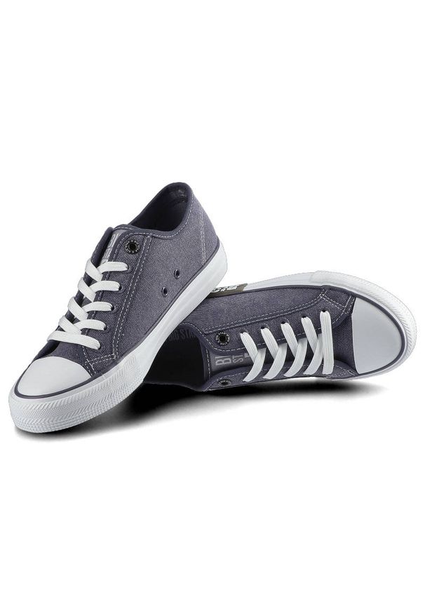 Big-Star - Granatowe Trampki Big Star Damskie Modne Obuwie. Okazja: na uczelnię, na co dzień, na spacer. Zapięcie: sznurówki. Kolor: niebieski. Materiał: materiał. Szerokość cholewki: normalna. Styl: casual, elegancki, sportowy, klasyczny