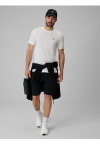 4f - 4F T-shirt regular gładki męski - biały XL. Okazja: na co dzień, na spacer. Kolor: biały. Materiał: materiał. Wzór: gładki. Styl: casual #2