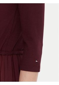 TOMMY HILFIGER - Tommy Hilfiger Sukienka codzienna WW0WW46138 Bordowy Slim Fit. Okazja: na co dzień. Kolor: czerwony. Materiał: wiskoza. Typ sukienki: proste. Styl: casual #3