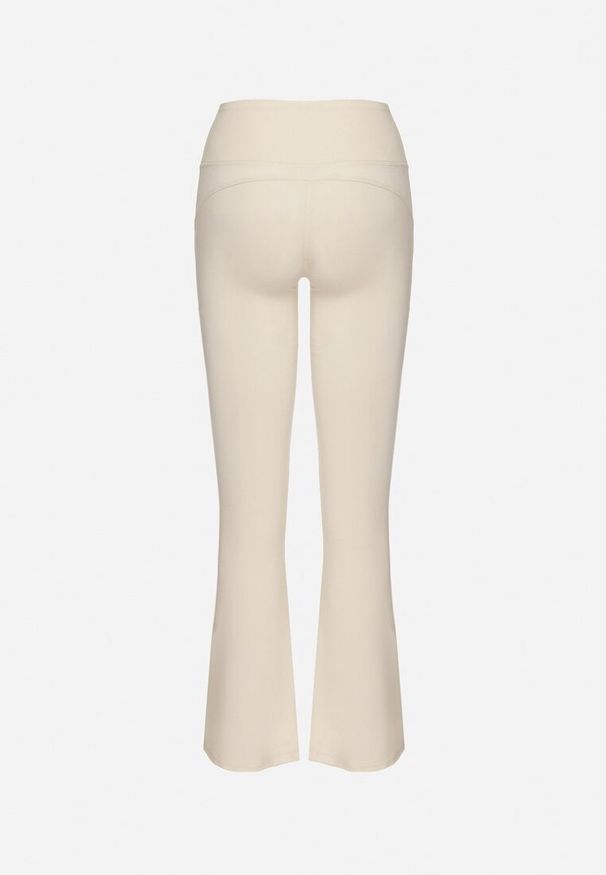 Born2be - Beżowe Legginsy Dzwony z Wysokim Stanem Ediviela. Okazja: na co dzień. Stan: podwyższony. Kolor: beżowy. Styl: casual