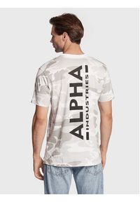 Alpha Industries T-Shirt Backprint T Camo 128507C Biały Regular Fit. Kolor: biały. Materiał: bawełna