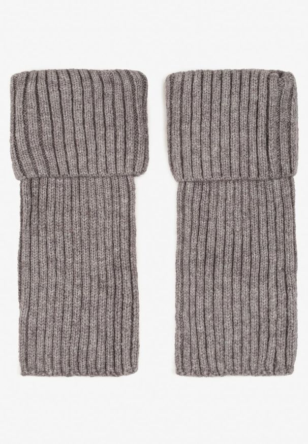 Born2be - Szare Skarpety Getry Ozdobione Wywinięciem Ilarael. Kolor: szary. Wzór: aplikacja