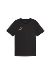 Puma - Męska koszulka piłkarska KINGtouch PUMA Black Gold. Kolor: czarny, wielokolorowy, żółty. Sport: piłka nożna