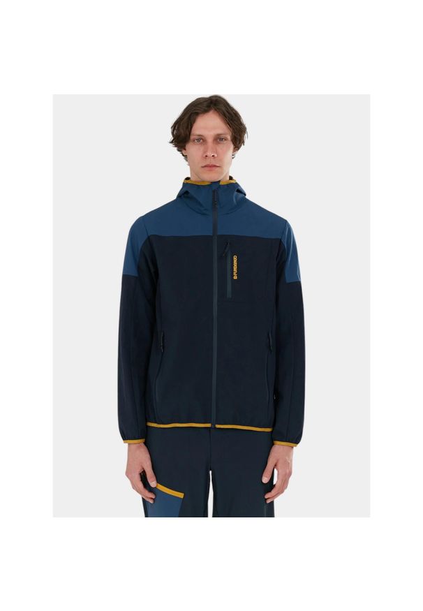 FUNDANGO - Kurtka softshell męska Fundango Alloy. Typ kołnierza: kaptur. Kolor: żółty, wielokolorowy, niebieski. Materiał: softshell