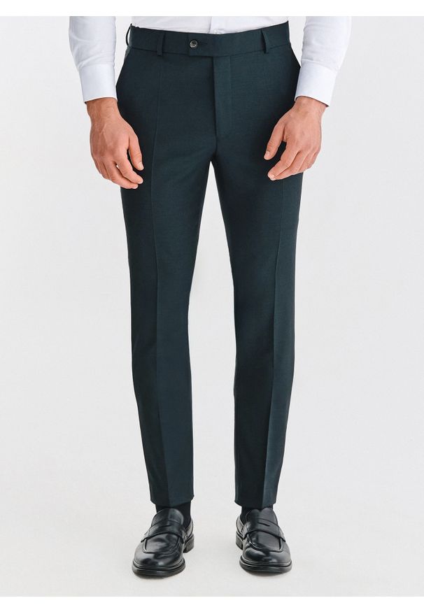 Pako Lorente - PAKO LORENTE - Wełniany zielony garnitur męski. Kolor: zielony. Materiał: wełna