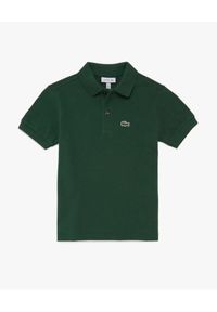 Lacoste - LACOSTE - Zielona koszulka polo Regular Fit. Typ kołnierza: polo. Kolor: zielony. Materiał: prążkowany, bawełna