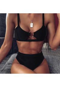 Intica - Strój kąpielowy dwuczęściowy z ozdobnym kółkiem na lato Antra. Kolor: czarny. Materiał: materiał #11