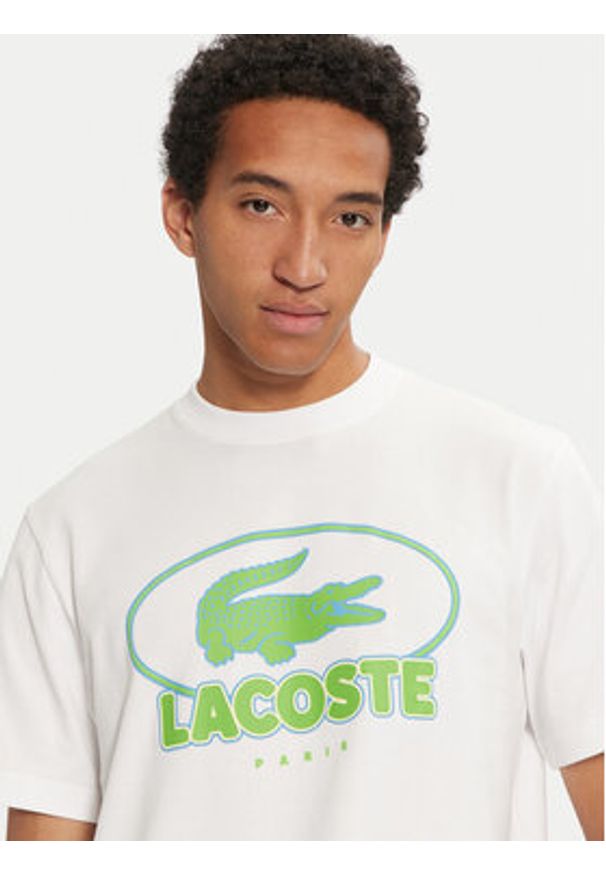 Lacoste T-Shirt TH2806 Biały Regular Fit. Kolor: biały. Materiał: bawełna