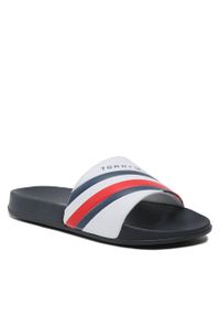 TOMMY HILFIGER - Klapki Tommy Hilfiger Stripes Pool Slide T3B0-32932-1172 S White 100. Kolor: biały. Materiał: skóra #1