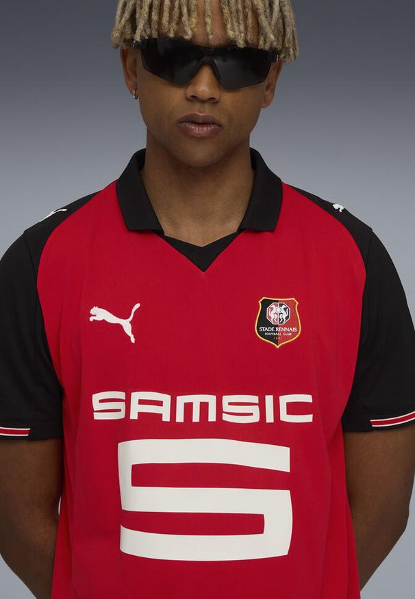 Puma - Męska domowa koszulka Stade Rennais F.C. 25/26 PUMA Red Black. Kolor: czerwony, wielokolorowy, czarny