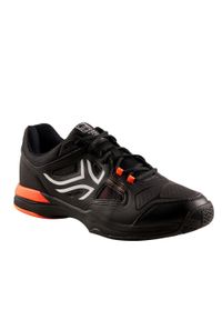 ARTENGO - Buty tenisowe męskie TS500 na twardą nawierzchnię. Kolor: czarny, biały, szary, wielokolorowy. Materiał: kauczuk. Szerokość cholewki: normalna. Sport: tenis