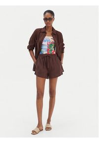 Seafolly Szorty materiałowe Crinkle 55429-SH Brązowy Regular Fit. Kolor: brązowy. Materiał: bawełna #4