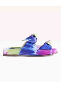 ALEXANDRE BIRMAN - Klapki Clarita Tie-Dye. Nosek buta: okrągły. Kolor: zielony. Wzór: aplikacja, paski. Sezon: lato. Obcas: na platformie #5