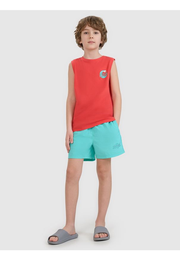 4f - 4F Spodenki plażowe boardshorty chłopięce - turkusowe 158/164 (12-14 lat). Kolor: turkusowy. Materiał: włókno, syntetyk, materiał