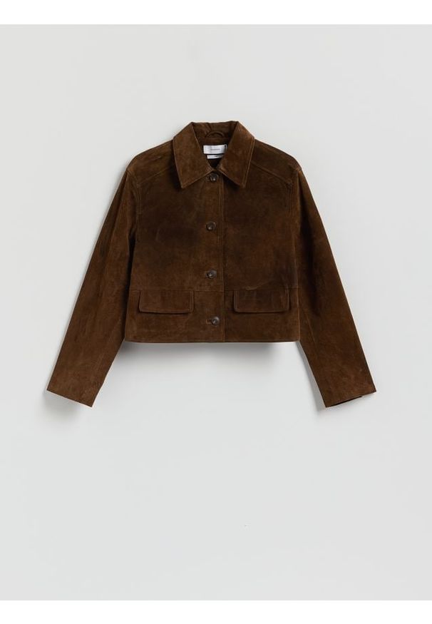 Reserved - Skórzana marynarka - brązowy. Kolor: brązowy. Materiał: skóra. Długość: krótkie