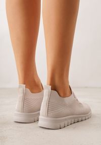 Born2be - Beżowe Sznurowane Buty Sportowe Sneakersy z Siateczki Caeolea. Okazja: na co dzień. Kolor: beżowy. Materiał: jeans. Sport: fitness, joga i pilates #7