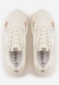 Born2be - Beżowe Sneakersy VICES na Grubej Tłoczonej Podeszwie z Perforacją Elanatia. Okazja: na co dzień. Kolor: beżowy. Materiał: jeans. Sport: fitness #2