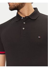 TOMMY HILFIGER - Tommy Hilfiger Polo Flag Cuff MW0MW37518 Czarny Slim Fit. Typ kołnierza: polo. Kolor: czarny. Materiał: bawełna #5