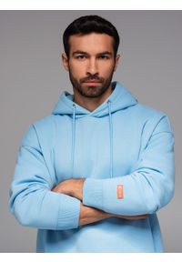 Ombre Clothing - Komplet dresowy dla par UNISEX bluza z kapturem + szorty w stylu athleisure – błękitne V8 Z110 - XL/XXL. Kolor: niebieski. Materiał: dresówka. Długość: krótkie. Wzór: aplikacja. Styl: sportowy, elegancki #5